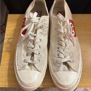 Comme des Garçons Play x Converse Chuck 70 low-top sneakers in an off-white 10